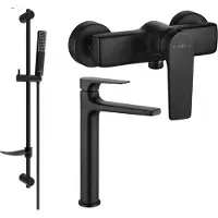 Mexen Lynx DF72 SET mitigeur lavabo et douche avec accessoires, noir (745914DF72-70)