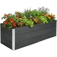 Floordirekt Paros WPC Jardin Potager surélevé anthracite 150x50x45 cm – potager surélevé résistant aux intempéries pour jardin et terrasse, durable et stable