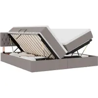 vidaXL Lit de rangement avec matelas Taupe 200 x 200 cm Similicuir