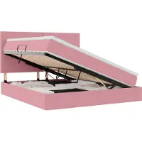 vidaXL Lit coffre à LED avec matelas, rose, 160 x 200 cm, velours