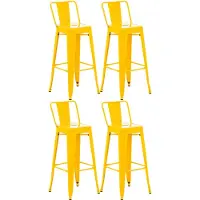 CLP Ensemble de 4 tabourets de bar , style industriel "Mason", avec dossier, couleur jaune