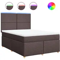 vidaXL Lit boxspring avec matelas Marron foncé 140x200 cm Tissu