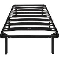 HOMCOM Cadre de lit 90 x 190 cm, lit simple avec sommier à lattes en bois massif et pied, 26 cm de hauteur avec rangement au-dessous, pas besoin de sommier à ressorts, assemblage facile, noir