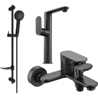 Mexen Milo DF40 SET Mélangeur lavabo + bain avec accessoires, noir (713153DF40-70)