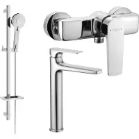 Mexen Lynx DQ40 SET mitigeur de lavabo + mitigeur de douche avec accessoires, chrome (745914DQ40-00)