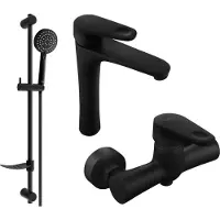 Mexen Kama DF75 Ensemble de mitigeurs de lavabo et de douche avec accessoires, noir (72514DF75-70)