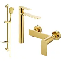 Mexen Zero SET Mélangeur lavabo + bain avec accessoires DF62, or (71114DF62-50)