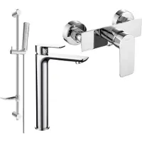 Mexen Alfa DF72 Ensemble de mitigeurs de lavabo et de douche avec accessoires, chrome (745714DF72-00)
