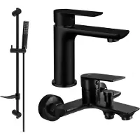 Mexen Alfa DF72 Ensemble de mitigeurs de lavabo et de baignoire avec accessoires, noir (745703DF72-70)