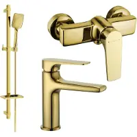 Mexen Lynx DQ62 Mélangeur lavabo et douche avec accessoires, or (745904DQ62-50)
