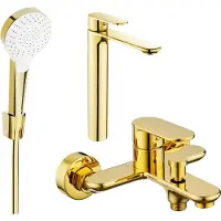 Mexen Milo R05 Mélangeur lavabo et baignoire avec accessoires, or (71313R05-50)