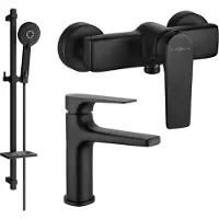 Mexen Lynx DQ40 SET mitigeur de lavabo + mitigeur de douche avec accessoires, noir (745904DQ40-70)