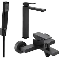 Mexen Uno R77 Mélangeur lavabo et baignoire avec accessoires, noir (71413R77-70)