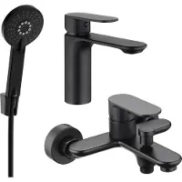 Mexen Milo R40 SET mitigeur de lavabo + mitigeur de bain avec accessoires, noir (71303R40-70)