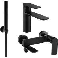 Mexen Zero SET Mélangeur lavabo + bain avec accessoires R70, noir (71103R70-70)
