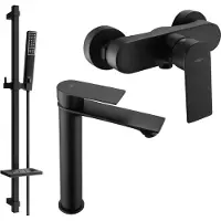 Mexen Royo SET mitigeur lavabo + douche avec accessoires DQ72, noir (72214DQ72-70)