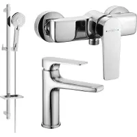 Mexen Lynx DQ40 SET mitigeur de lavabo + mitigeur de douche avec accessoires, chrome (745904DQ40-00)