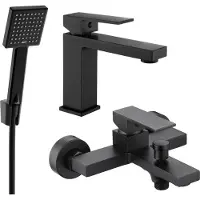 Mexen Uno R45 Mélangeur lavabo et baignoire avec accessoires, noir (71403R45-70)