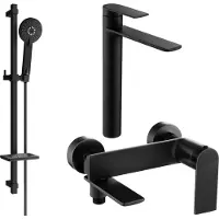 Mexen Zero SET Mélangeur lavabo + bain avec accessoires DQ40, noir (7113DQ40-70)