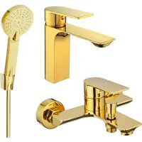 Mexen Alexa SET Mélangeur lavabo + bain avec accessoires R40, or (71203R40-50)