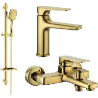 Mexen Lynx DQ62 Mélangeur lavabo et baignoire avec accessoires, or (745903DQ62-50)