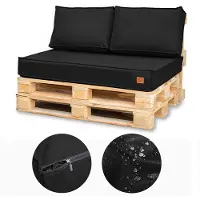 Blomster Coussin de palette 120 x 80 Set pour meubles en palette Coussin d'assise imperméable en europalette Le canapé en palette se compose de 3 parties en couleur : noir