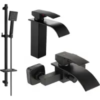 Mexen Aries DQ45 Mélangeur lavabo et baignoire avec accessoires, noir (744803DQ45-70)