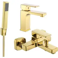 Mexen Cetus R77 Set de mélangeurs pour lavabo et baignoire avec accessoires, or (744303R77-50)