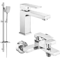 Mexen Uno DQ62 SET Mélangeur lavabo + bain avec accessoires, chrome (71403DQ62-00)