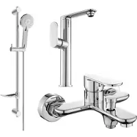 Mexen Milo DF40 SET Mélangeur lavabo + bain avec accessoires, chrome (713153DF40-00)