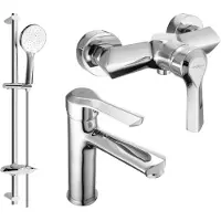 Mexen Saber DB74 Ensemble de mitigeurs de lavabo et de douche avec accessoires, chrome (72104DB74-00)