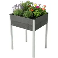 Floordirekt WPC Potager surélevé Salina sur échasses anthracite – potager de jardin résistant aux intempéries pour balcon et terrasse 60x50x90 cm