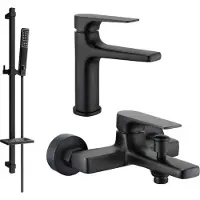 Mexen Lynx DQ72 Mélangeur lavabo et baignoire avec accessoires, noir (745903DQ72-70)