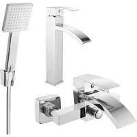 Mexen Libra R45 Mélangeur lavabo et baignoire avec accessoires, chrome (745113R45-00)