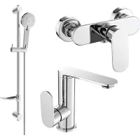 Mexen Milo DF40 SET mitigeur de lavabo + mitigeur de douche avec accessoires, chrome (713054DF40-00)