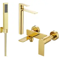 Mexen Zero SET Mélangeur lavabo + bain avec accessoires R02, or (71113R02-50)