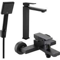 Mexen Uno R45 Mélangeur lavabo et baignoire avec accessoires, noir (71413R45-70)