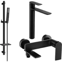 Mexen Zero SET Mélangeur lavabo + bain avec accessoires DQ02, noir (7113DQ02-70)