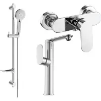 Mexen Milo DF40 SET Mélangeur lavabo + douche avec accessoires, chromé (713154DF40-00)