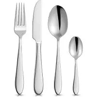 Orion | Set de couverts argent - 24 pièces acier inoxydable - Pour 6 personnes - Couteaux, fourchettes, cuillères et cuillères à café - Lavable en machine