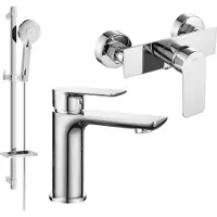 Mexen Alfa DQ40 Ensemble de mitigeurs de lavabo et de douche avec accessoires, chrome (745704DQ40-00)
