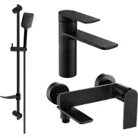 Mexen Zero SET mélangeur lavabo + bain avec accessoires DF62, noir (71103DF62-70)