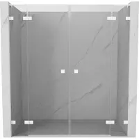 Mexen Lunar L Duo portes de douche pivotantes 170 cm, transparent, blanc - 834DL-170-000-20-00