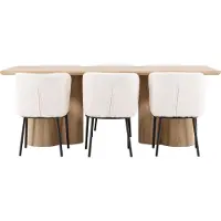 Ebuy24 Olivia ensemble pour salle à manger table 100x210cm et 6 chaises bouclé naturel.