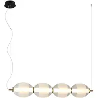 ITALUX Lampe suspendue décorative pour salle à manger au-dessus de la table noir et blanc abat-jour en verre rayé décoratif couleur chaude LED 29W RINOT