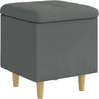 vidaXL Coffre de rangement en forme d'ottomane, gris foncé, 40 x 40 x 45 cm, revêtement en tissu