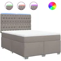 vidaXL Lit boxspring avec matelas Taupe 160x200 cm Tissu