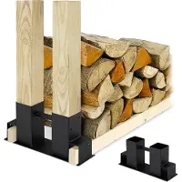 Relaxdays Aide à l'empilage du bois, lot de 2 Abri à bois DIY Bois équarri Rangement du bois (39,99)
