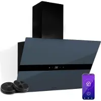 Klarstein WiFusion Hotte Aspirante - 60 cm, 680 m³/h, CEE A++, Wi-Fi & Tactile, LED 6000-6500 K, Silencieuse 52 dB, Hotte de Cuisine, Noire, Filtre à Charbon Inclus