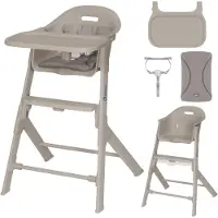 Lionelo Chaise haute Beny avec harnais 3 points, plateau et repose-pieds réglables, peu encombrante, 6 à 36 mois jusqu'à 15 kg - Beige